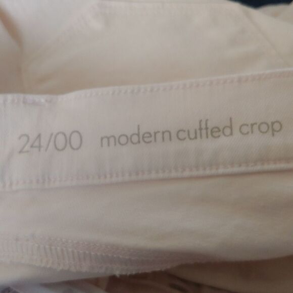 Ann Taylor LOFT Modern Straight Cuffed Cropped Jeans Pants in Light Pink 24/00 - Picture 8 of 12